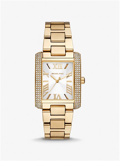 michael kors admiral emery large|Oversized Emery Pavé Gold Tone Watch .